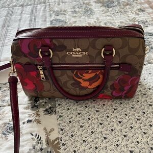 Coach Brown and Red Satchel Bag